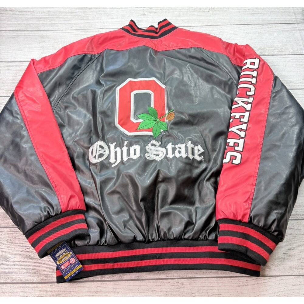 Ohio State Buckeyes Mens Vintage Steve & Barry Faux Leather Bomber Jacket Size M - Picture 6 of 10